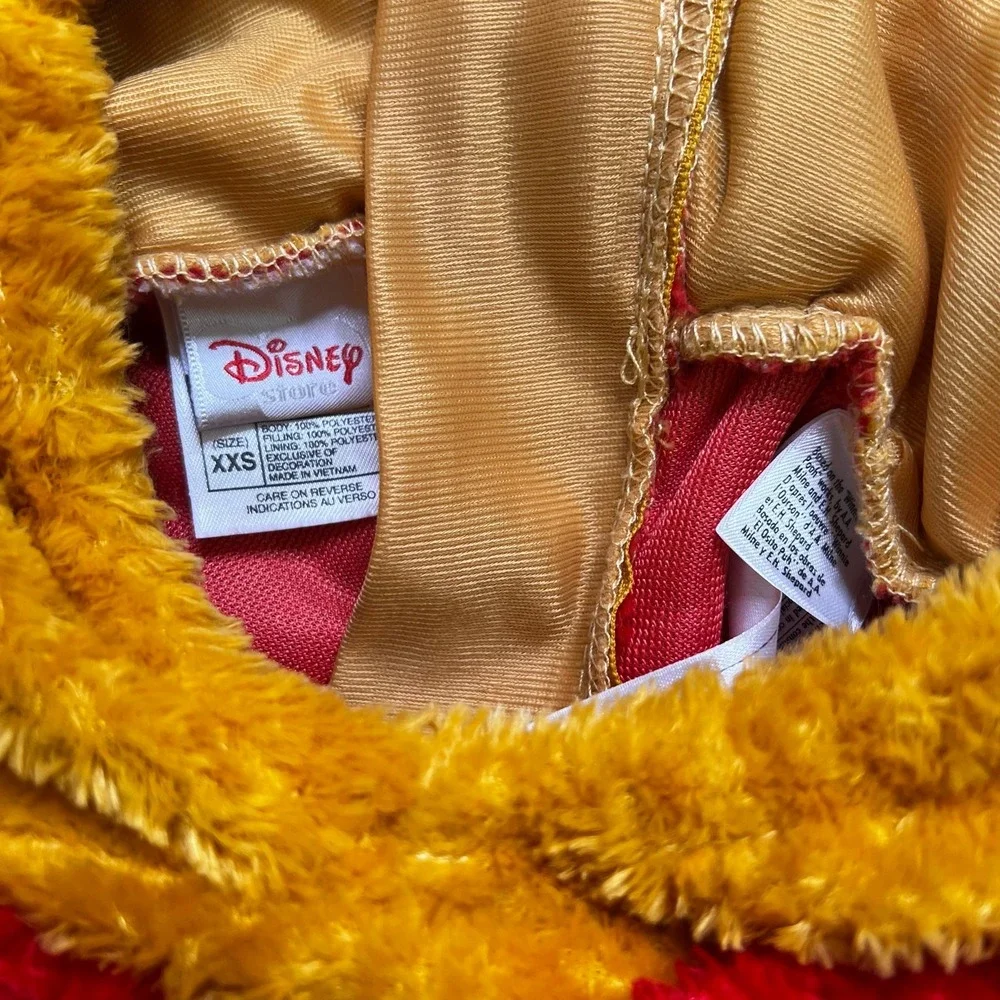 Disney Store‎ Winnie the Pooh Costume Kids XXS Yellow Red Plush Hooded Romper
